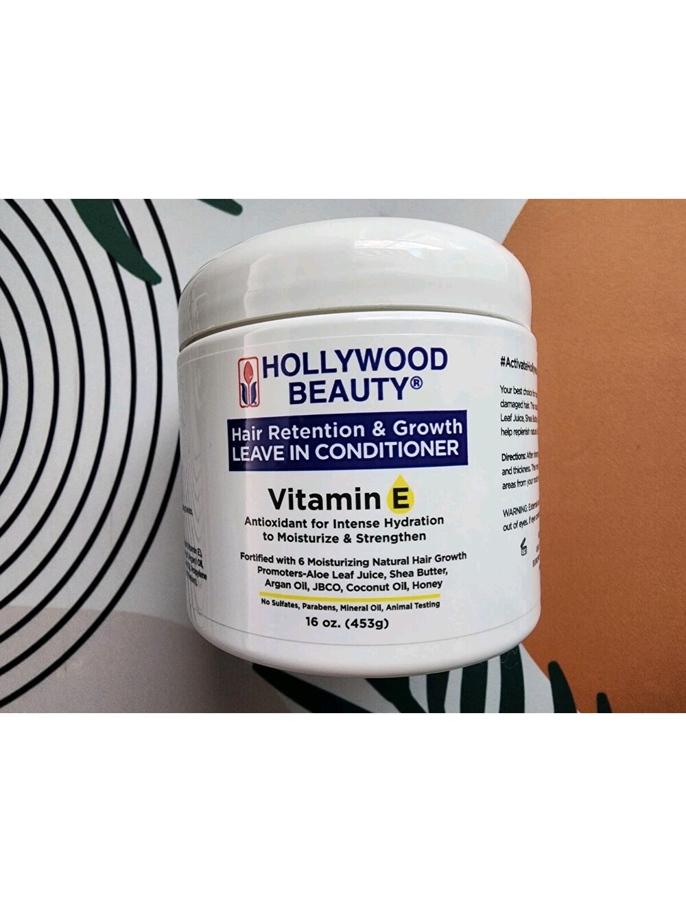 Hollywood Beauty Hair Retention Growth Vitamin E Leave In Conditioner Tub 16 Oz